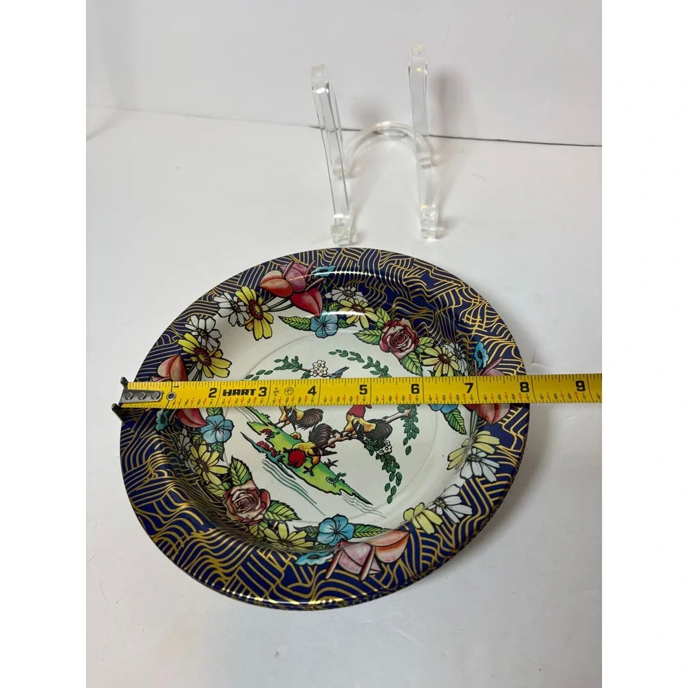 Set of 4 Vintage Action Industries Brazil‎ Tin Enamel Rooster Floral Bowls